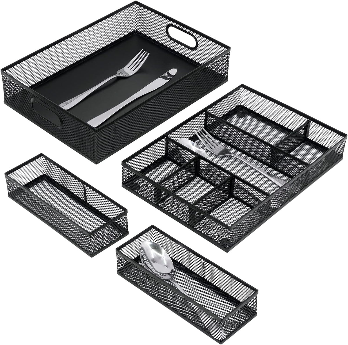neudeco desk drawer organizer, 4 pack metal mesh, view 9