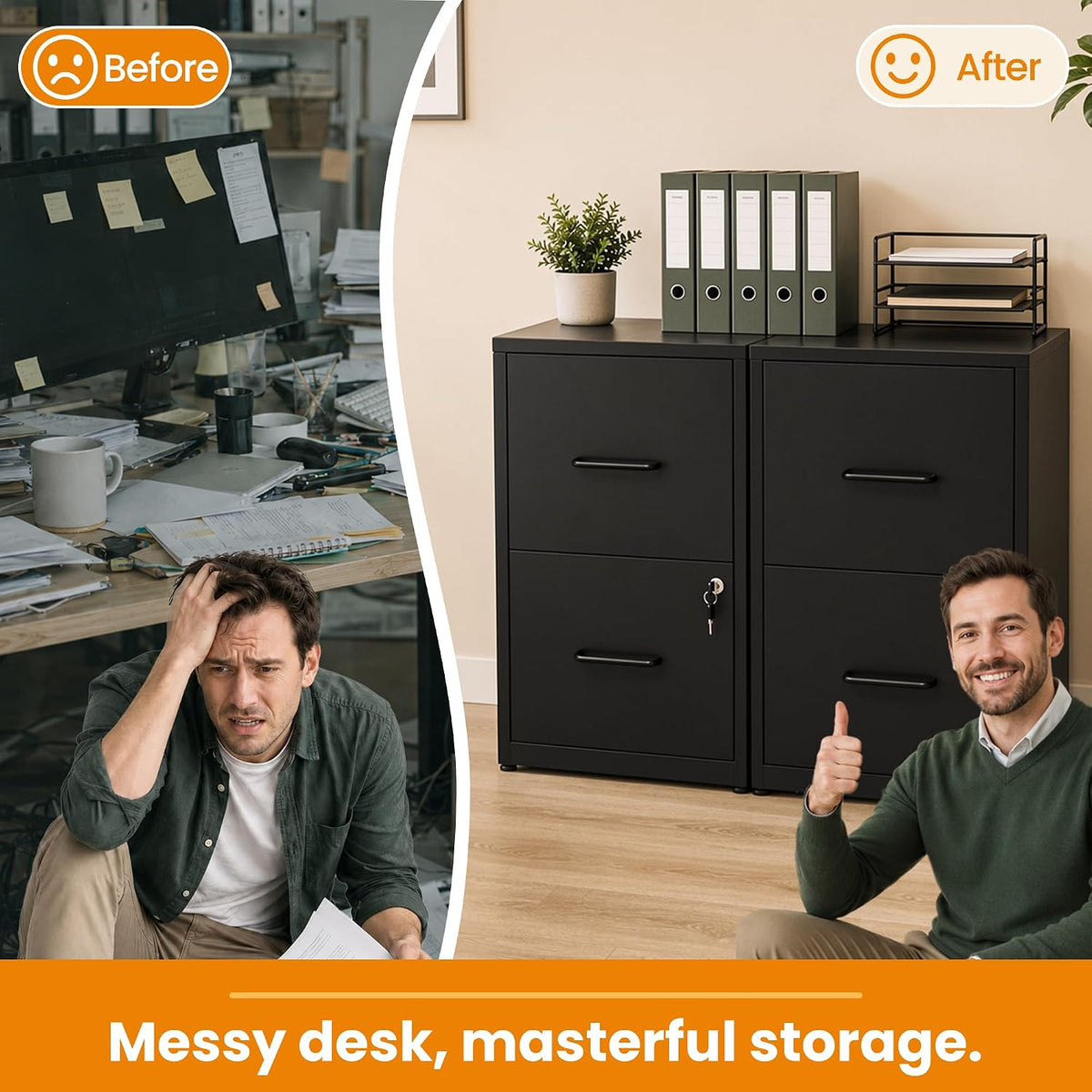 2 drawer file cabinet with lock, metal vertical, view 9