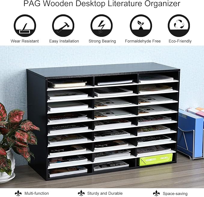 PAG Mail Sorter Organizer, Wood Literature Organizer, Student Mailbox - Image 6