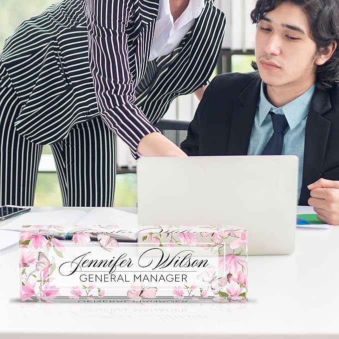 AZUFEMOS Personalized Acrylic Desk Name Plate - Image 2