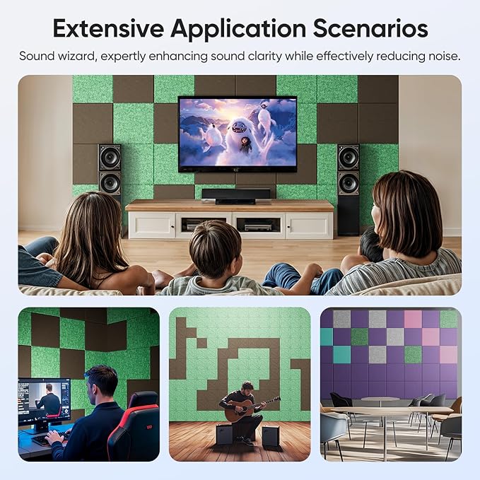 UNECHO 12 Pack 12" X 12" X 0.4" Acoustic Panels - Image 6