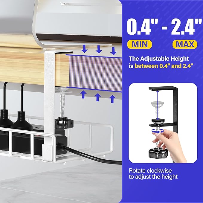 Under Desk Cable Management Tray, Xpatee Upgraded Wire Management No Drill No - Image 4
