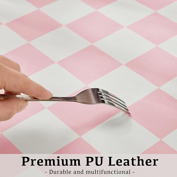 Ohocut Checkered Desk Mat, Large Cute Aesthetic Retro PU Leather Computer - Image 4