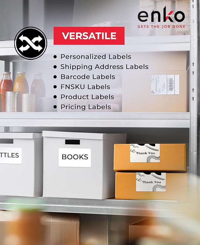 enKo 1 Stack/2000 Labels 4" x 6" Fanfold Direct Thermal Label Compatible - Image 4