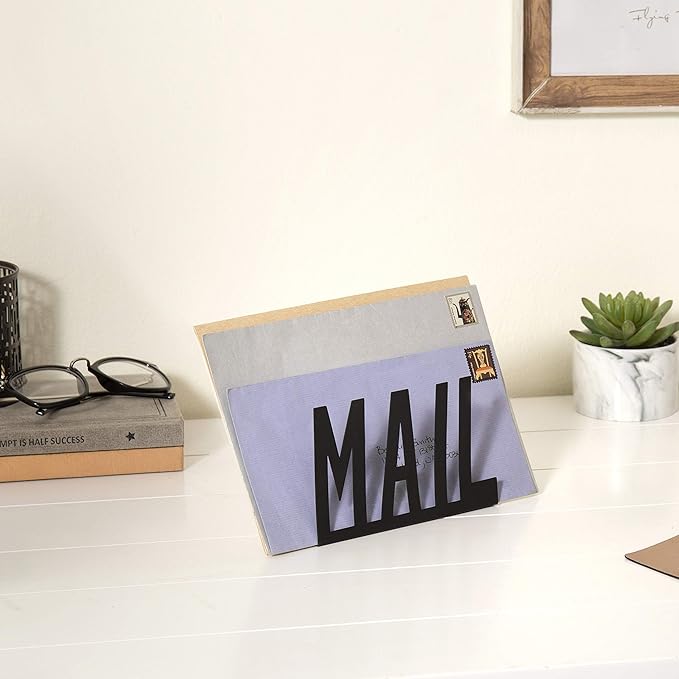 MyGift Mail Holder Organizer Countertop Modern Metal Black - Image 6