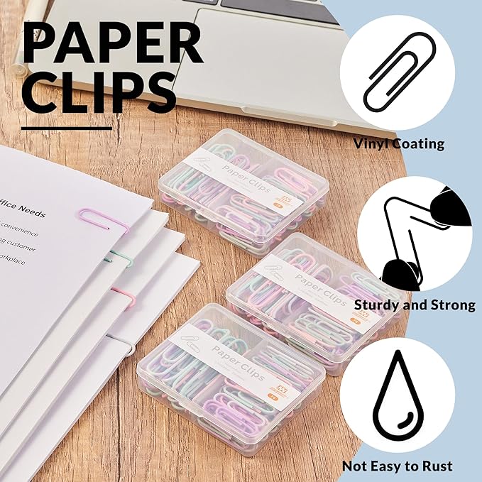 NEEWAY Colorful Paper Clips Assorted Sizes, Small and Large Paperclips - Image 4