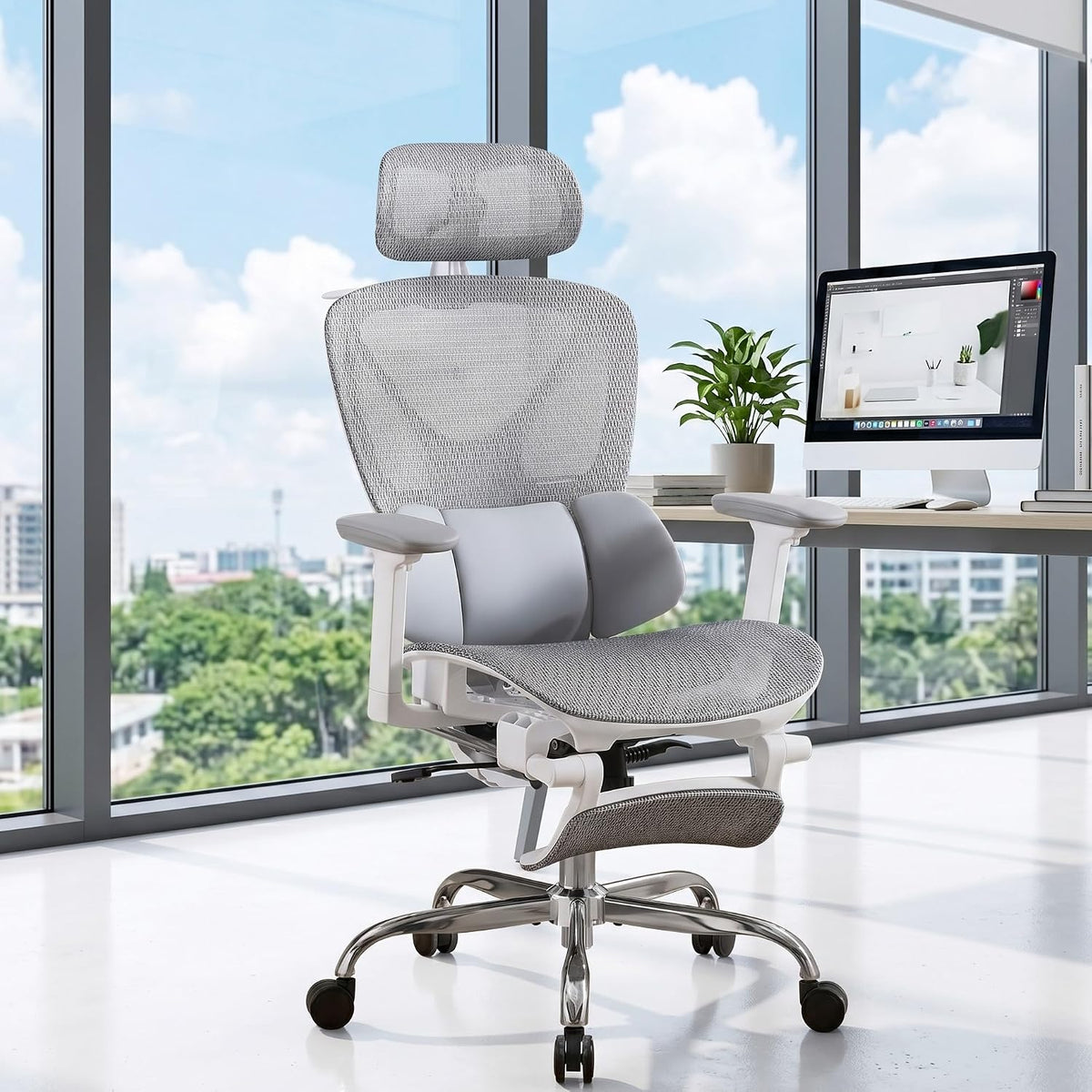 LuxErgo Big & Tall Ergonomic Mesh Office Chair 350lbs, High Back Reclinin...