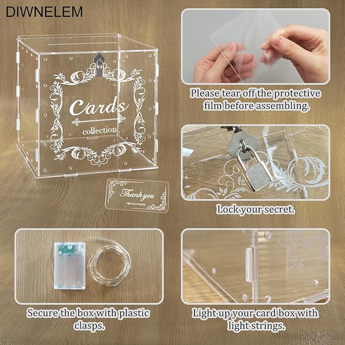 DIWNELEM Acrylic Wedding Card Box - Image 3