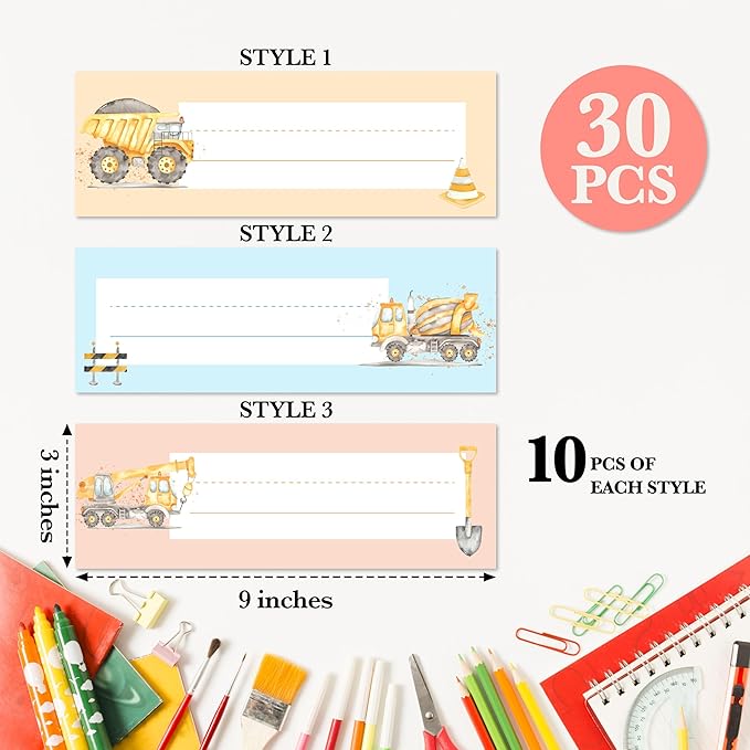 Name Tags for Desks, Construction Truck Theme Students Name Plates, Locker Name - Image 2