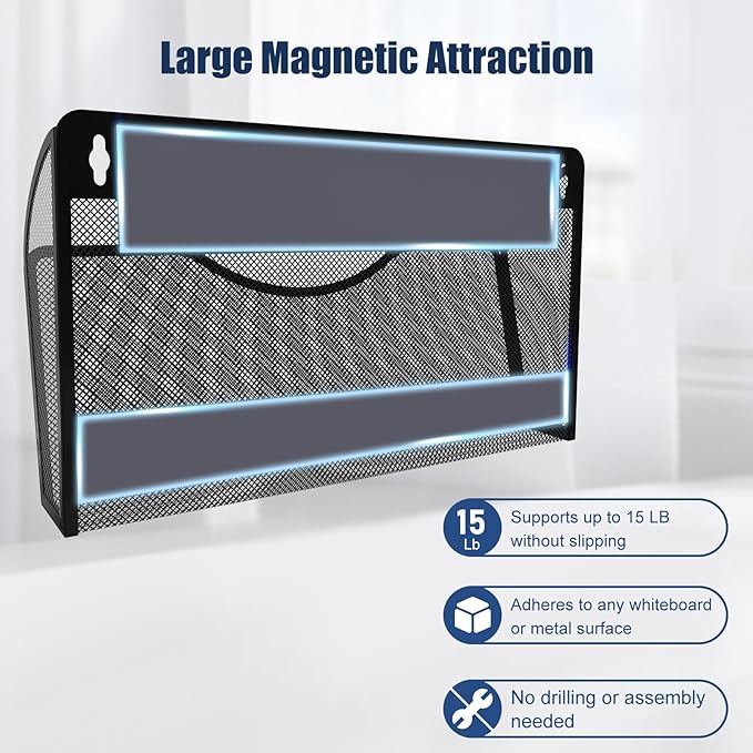 LQPAFZ Magnetic File Holder 2 Pockets File Folder Organizer, Office Hanging - Image 2