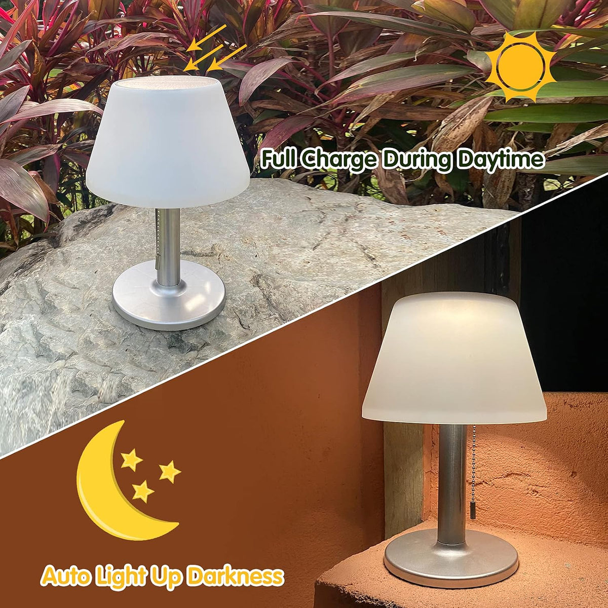 shumi Solar Table Lamp Outdoor, Indoor Light 3 Lighting Modes Waterproof