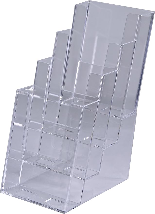 Clear-Ad - LHF-S104 - Acrylic Slant Back 4 Tier Trifold Brochure Display in - Image 3