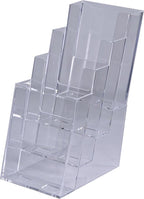 Clear-Ad - LHF-S104 - Acrylic Slant Back 4 Tier Trifold Brochure Display - by Clear-Ad