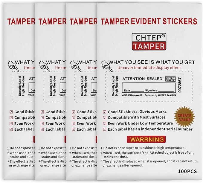 ChtepTamper 100 Pieces Total Transfer Tamper-Evident Stickers Security Labels - Image 3