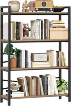 4 Tier Bookshelf 31.49" Width, Tall Book Shelf Storage and Organization by Homeiju
