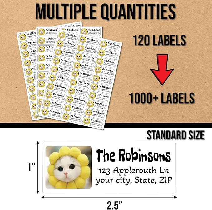 Address Labels Personalized | Upload Your Photo Image or Logo | Custom Return - Image 4