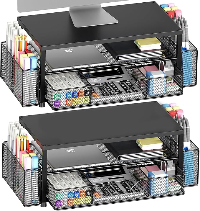 OPNICE Desk Organizer and Accessories, 2-Tier Computer Monitor Stand Riser by OPNICE