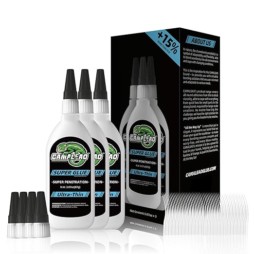 Ultra-Thin Super Glue Liquid Kit 9.2 oz, Fast Drying Clear Superglue by CAMALEAO