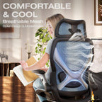 elabest x100 ergonomic mesh office chair with footrest, view 9