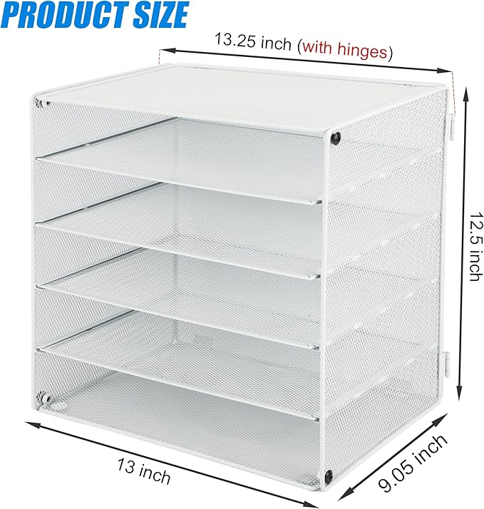 EASEPRES 5 Slot Mesh Desk Organizer Tray, File Paper Letter Folder Holder - Image 2