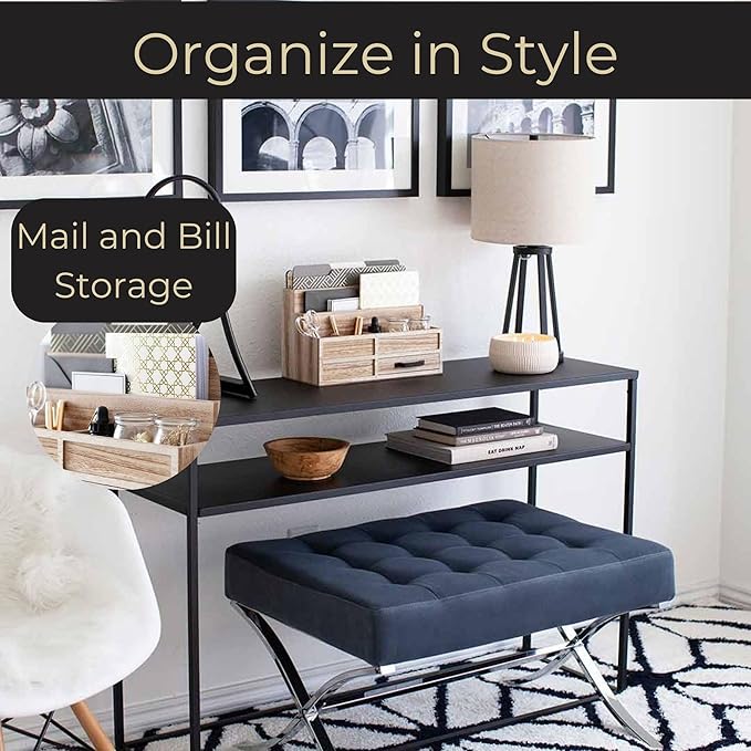 BLU MONACO | Natural Wood Mail Organizer - Image 2
