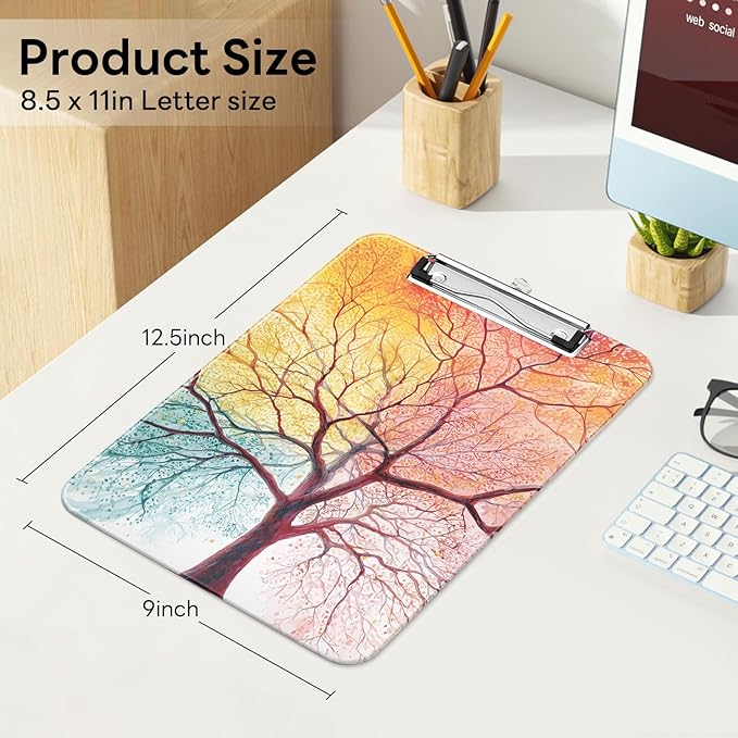 Luminzo Plastic Cute Clipboard Low-Profile Metal Clip, A4 Letter Size 9 x 12.5 - Image 2