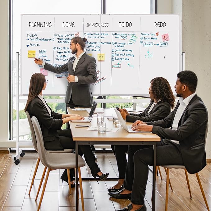 maxtek Rolling Whiteboard, 72x48 Large Double-Sided White Board Dry Erase on - Image 7