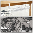 Cable Management, 25.3'' Under Desk Cable Management Tray No Drill, Metal Cable - Image 2