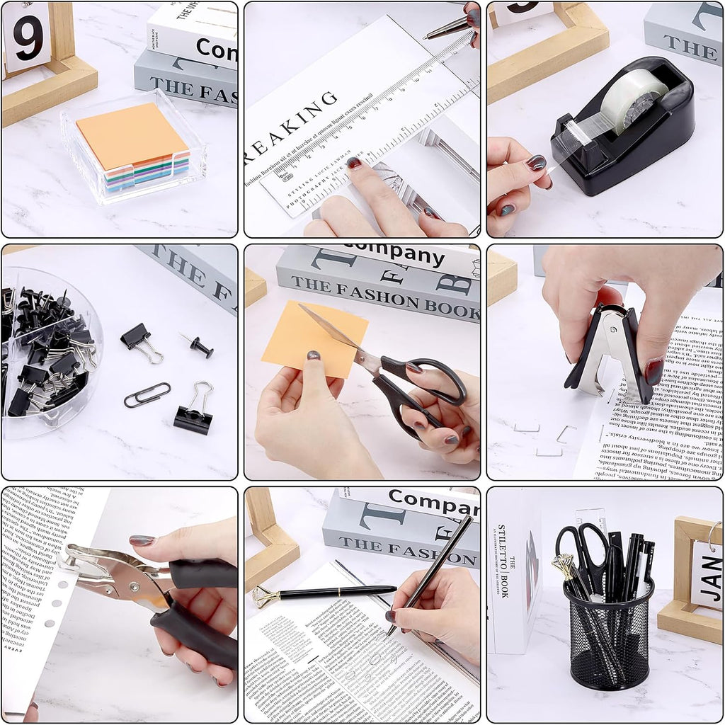 17 in 1 office desk organizer set for showing dimensions