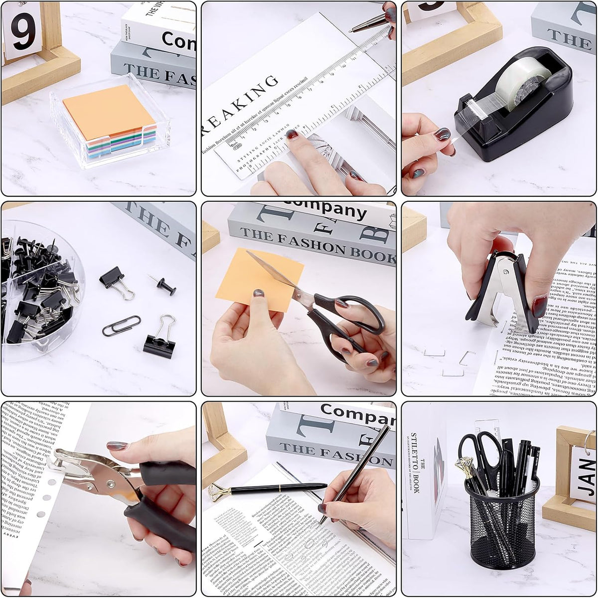 17 in 1 office desk organizer set for showing dimensions