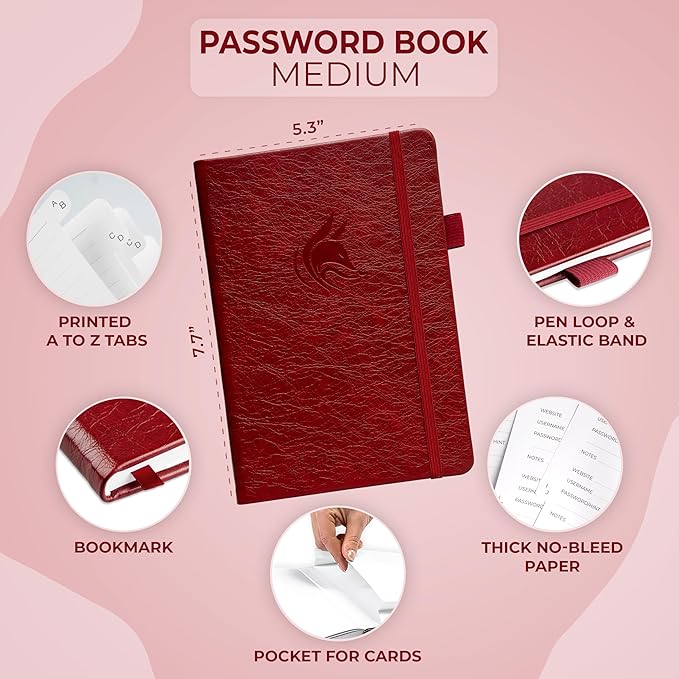 Clever Fox Password Book with alphabetical tabs. Internet Address Organizer - Image 2