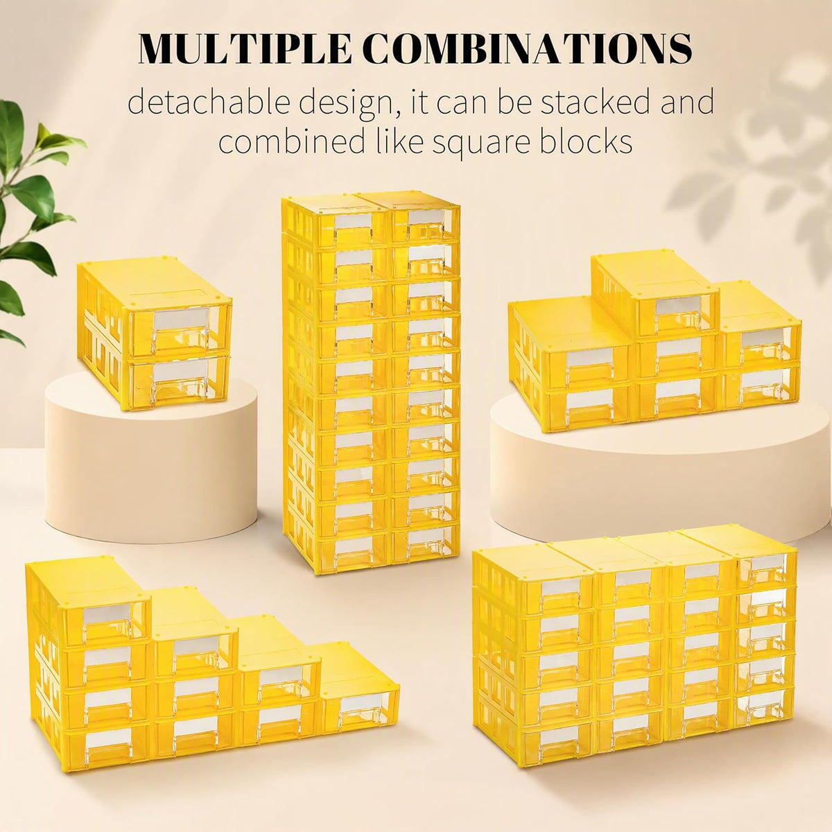 Goaste 20 Pack Drawer Stacking Storage Cabinet, Plastic Desktop Drawer Closet...