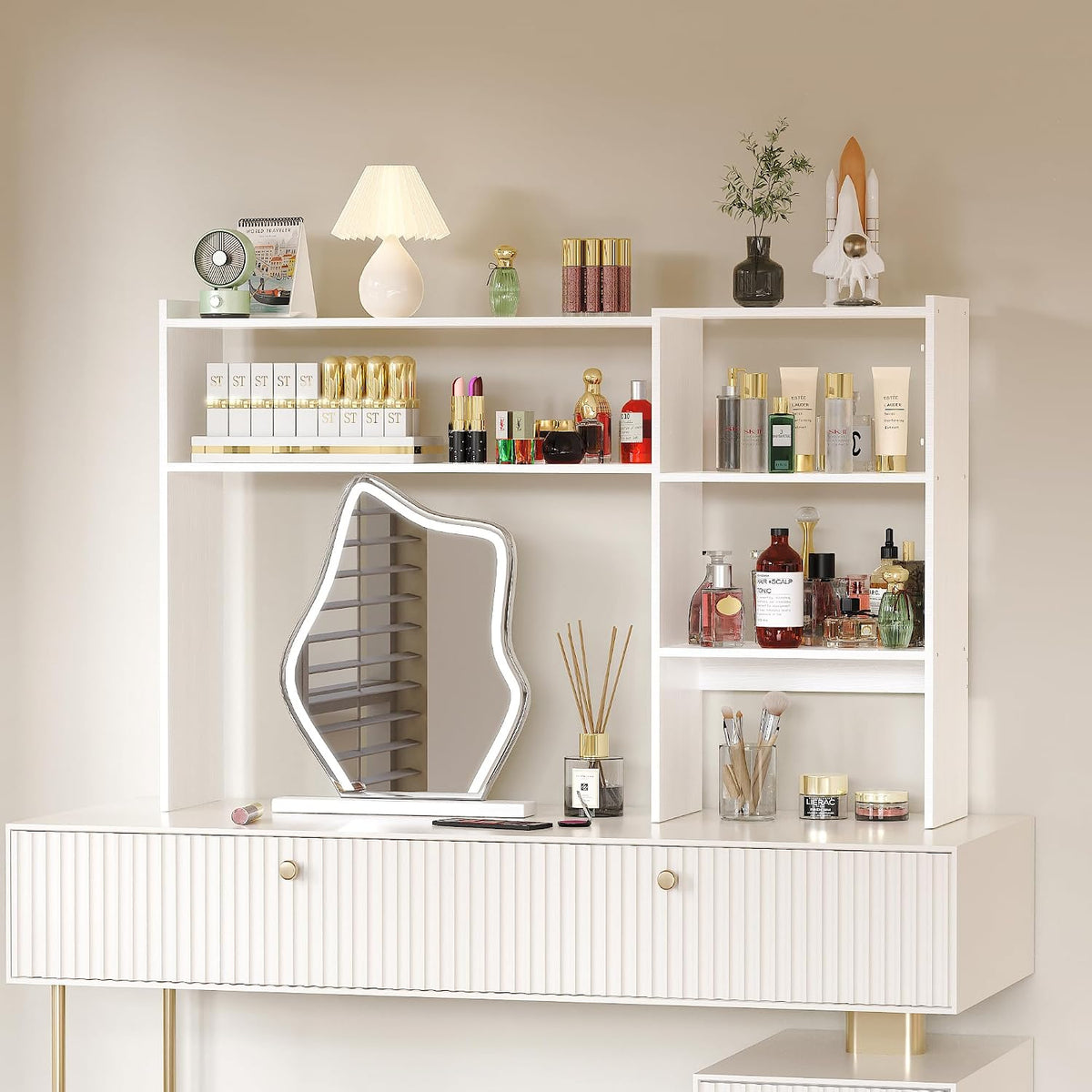 Aetheris Desktop Bookshelf, 43”Adjustable Office Desktop Organizer Shelf, Cou...