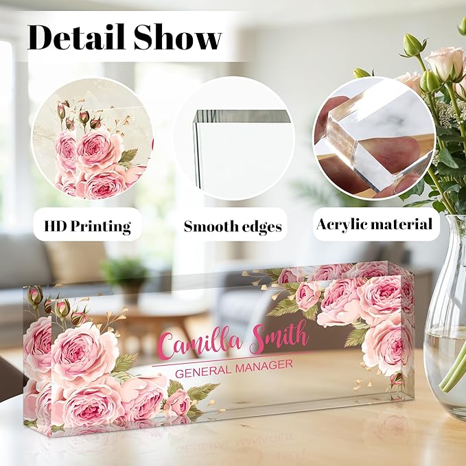 Personalized Name Plate for Desk, Custom Acrylic Desk Name Sign, Office - Image 2
