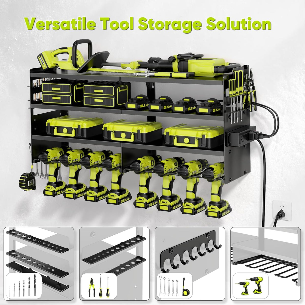 pokipo large power tool organizer wall mount with, close-up detail