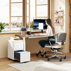 MIIIKO 2 Drawer File Cabinet on Wheels, Home Office Mobile File Drawers Under - Image 6