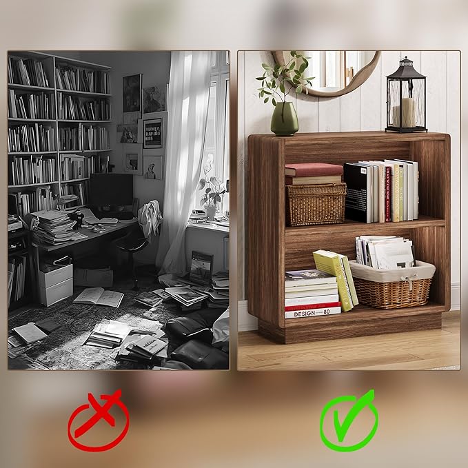 ChooChoo 2-Tier Bookcase, Small Wooden Bookshelf, Farmhouse Bookshelf - Image 8