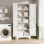 letaya 75" h metal storage cabinet with 2, side view