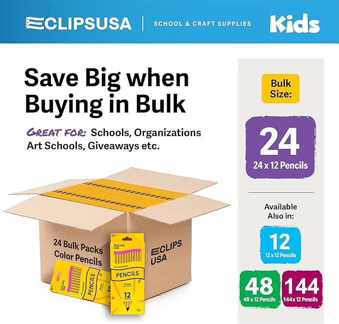 E-CLIPS USA Pencils Bulk Pencils #2 Number 2 pencil Pre-Sharpened Pencil Bulk - Image 2