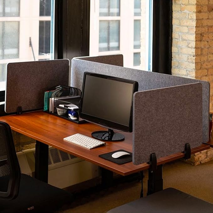 Stand Up Desk Store ReFocus Raw Clamp-On Acoustic Desk Divider Mounted Privacy - Image 3