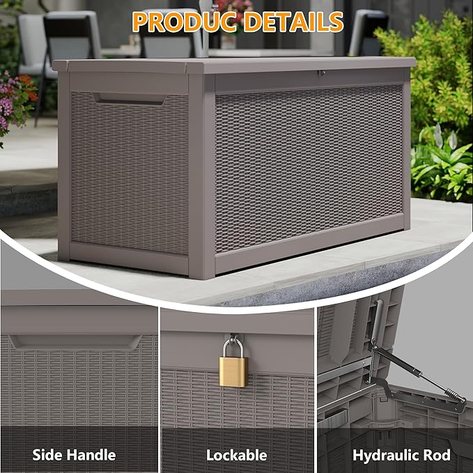 Yardgrace 320 Gallon Outdoor Storage Box Waterproof, Resin Deck Boxes - Image 3