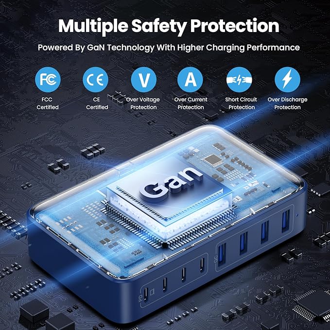 USB C Charger 200W USB C Charger Block, Upgraded GaN III 8-Port Fast Charging - Image 5