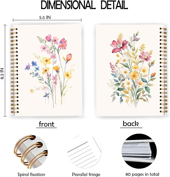 JWVK Vintage Wild Flower Botanical Plant Notebook 07, Rustic Spring Floral - Image 2