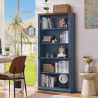 RWYHG 70" Blue Tall Bookshelf Set of 2, 5-Tier Thick Wooden Book Shelf - Image 3