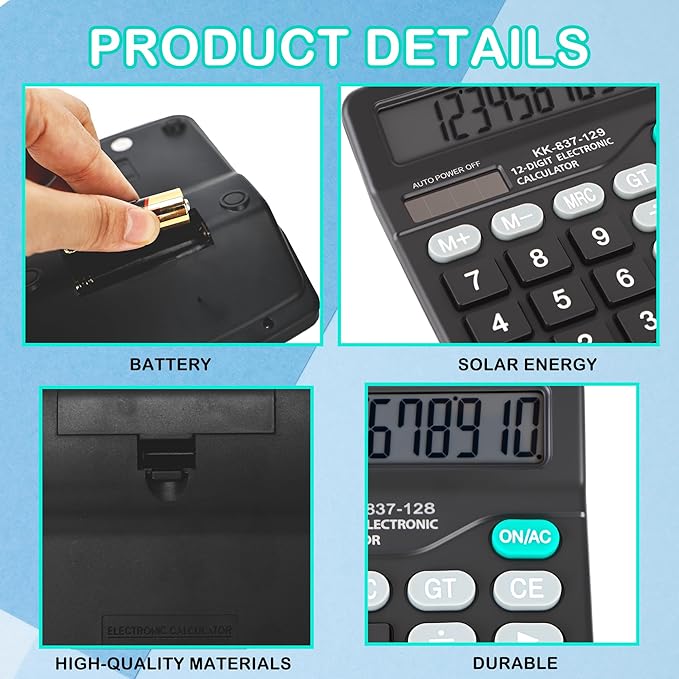 10 Pack Desktop Calculator 12 Digits Calculators - Image 3