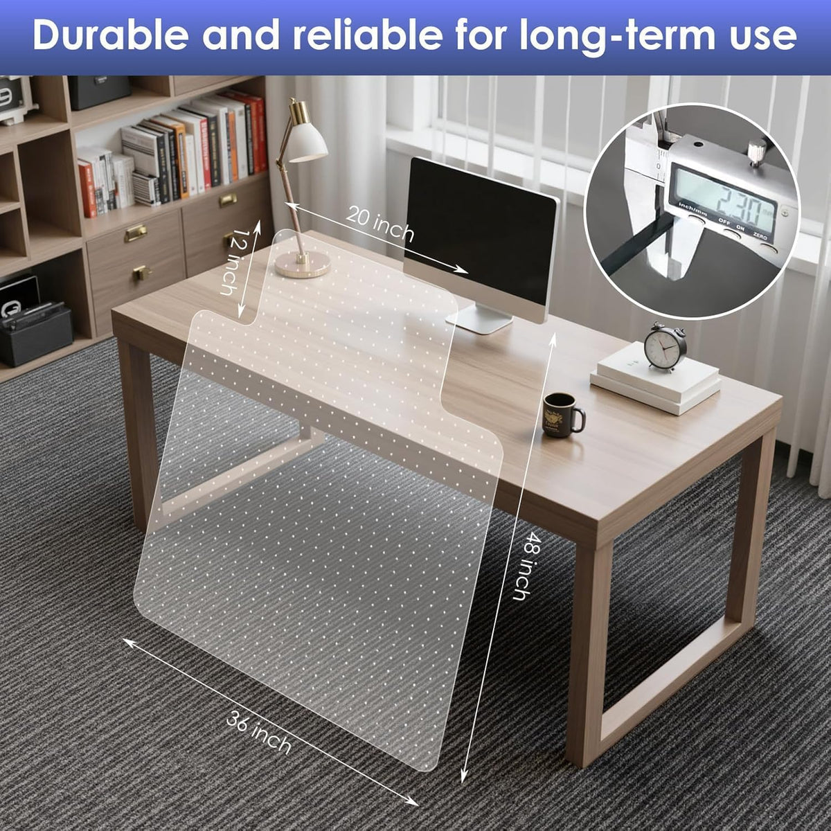 Kuyal Office Chair Mat for Carpet, Clear Heavy Duty Computer Chair Mat