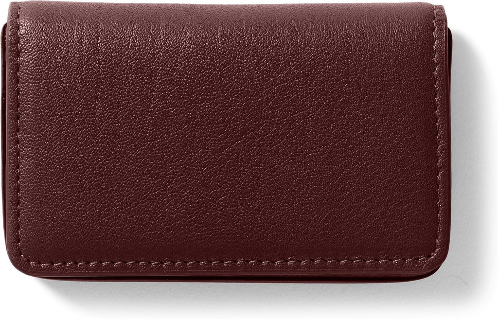 Leatherology Bordeaux Business Card Case, Magnetic Closure ID Holder, Full