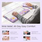 Ospelelf Keyboard Wrist Rest and Mouse Pad Set, Ergonomic Memory Foam Wrist Support, Aesthetic Desk Accessories for Office, Home & Gaming, Relief for Carpal Tunnel & Wrist Pain, Purple Floral