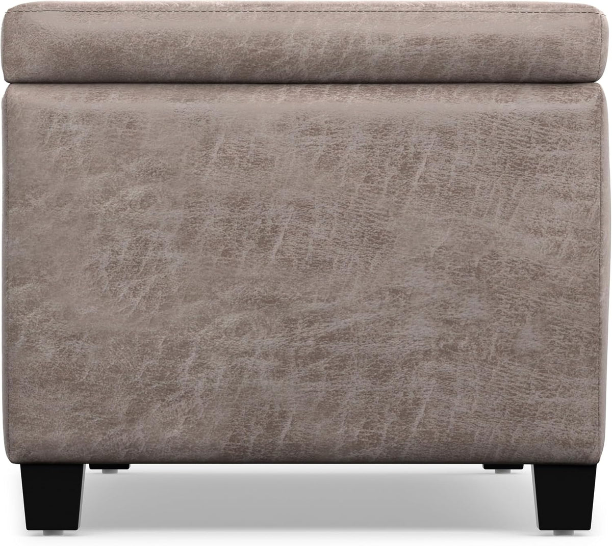 SIMPLIHOME Avalon 48" Wide Vegan Leather Storage Ottoman in Grey
