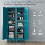 Washsemba 67'' Farmhouse Metal Storage Cabinet with Barn Doors, Steel File Cabinet for Home Office, Kitchen Pantry 4 Adjustable Shelves, Freestanding Cupboard (Peacock Blue)